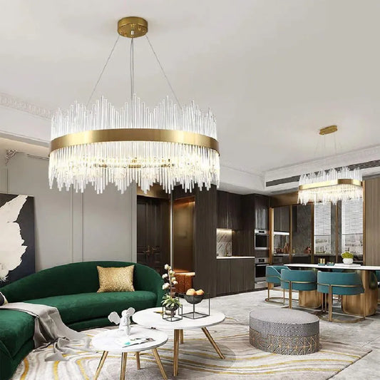 LED lustr s dálkovým ovládáním Aurelio 133W stmívatelný zlatý lustr Crystal Výchozí název Alessandro Design