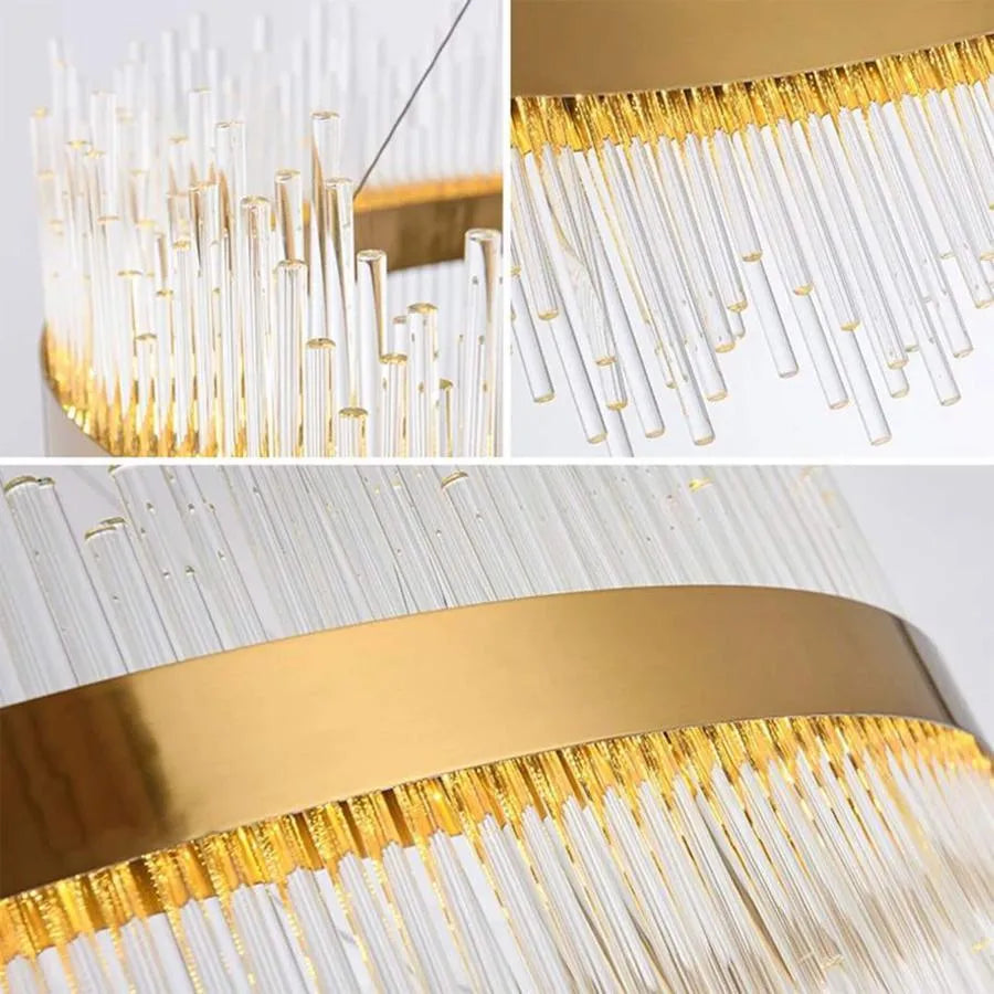 Závěsný LED lustr s dálkovým ovládáním, SIMONE 105W, lineární, studené/teplé/neutrální světlo, stmívatelné, lesklé zlaté, výškově nastavitelný LED lustr Výchozí název Alessandro Design