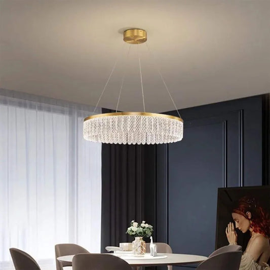 LED lustr s dálkovým ovládáním Zareef 80W, zlatý křišťálový lustr Výchozí název Alessandro Design