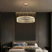 LED lustr s dálkovým ovládáním Zareef 80W, zlatý křišťálový lustr Výchozí název Alessandro Design