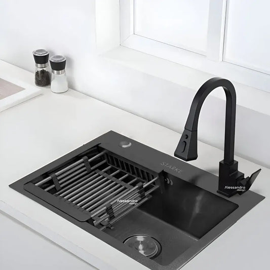 Kuchyňský dřez Nerezová ocel 50x40 cm tmavě šedé dřezy Výchozí název Alessandro Design