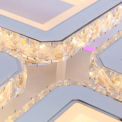 LED lustr s dálkovým ovládáním a krystalem LEILA 175W, 8 čtverců, studené/teplé/neutrální světlo, stmívatelný, lesklý bílý chrom LED lustry s dálkovým ovládáním Výchozí název Alessandro Design