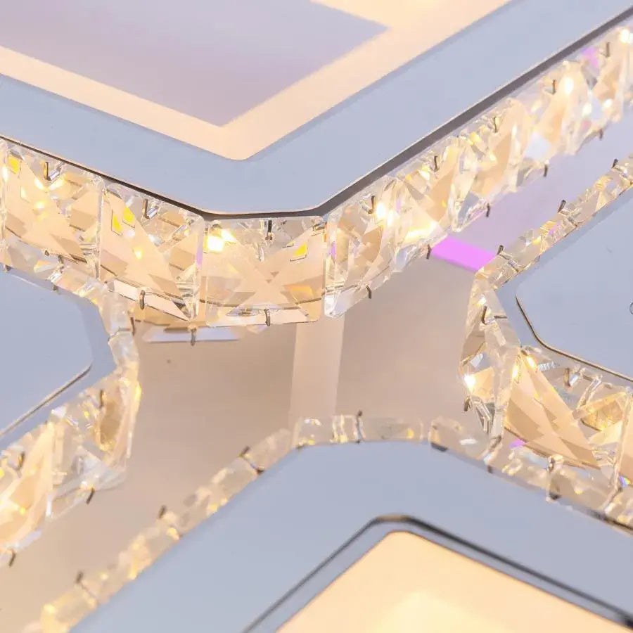 LED lustr s dálkovým ovládáním a krystalem LEILA 175W, 8 čtverců, studené/teplé/neutrální světlo, stmívatelný, lesklý bílý chrom LED lustry s dálkovým ovládáním Výchozí název Alessandro Design