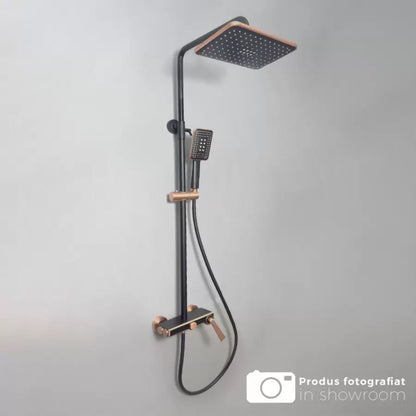Sprchový sloup, sanitární mosaz, černý s růžovým zlatem, 10010H-M Baterie a sprchové sloupy Výchozí název Alessandro Design