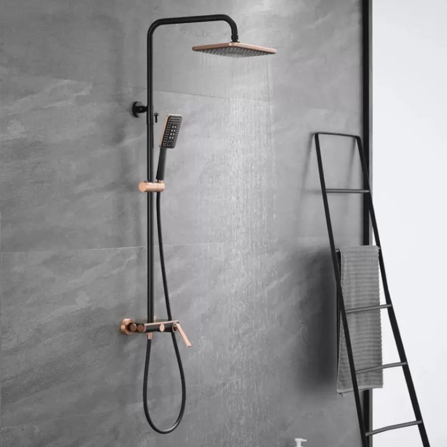 Sprchový sloup, sanitární mosaz, černý s růžovým zlatem, 10010H-M Baterie a sprchové sloupy Výchozí název Alessandro Design