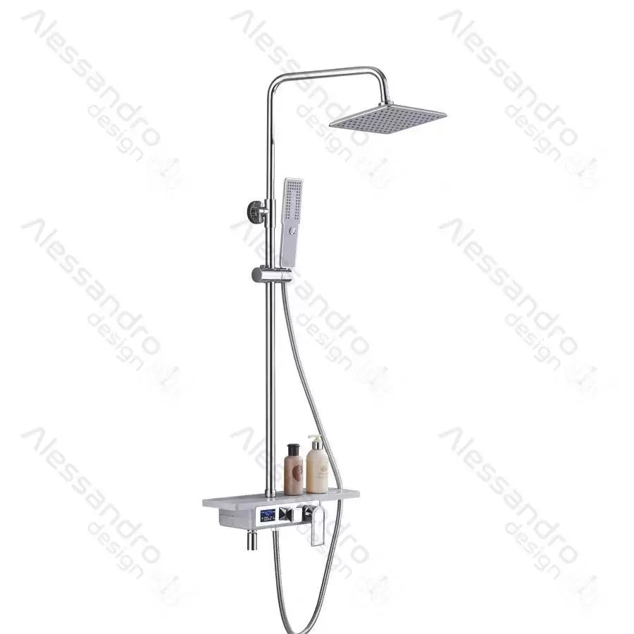 Sprchový sloup, LCD displej, nerezová ocel, bílá/stříbrná, SJG/009 Baterie a sprchové sloupy Výchozí název Alessandro Design
