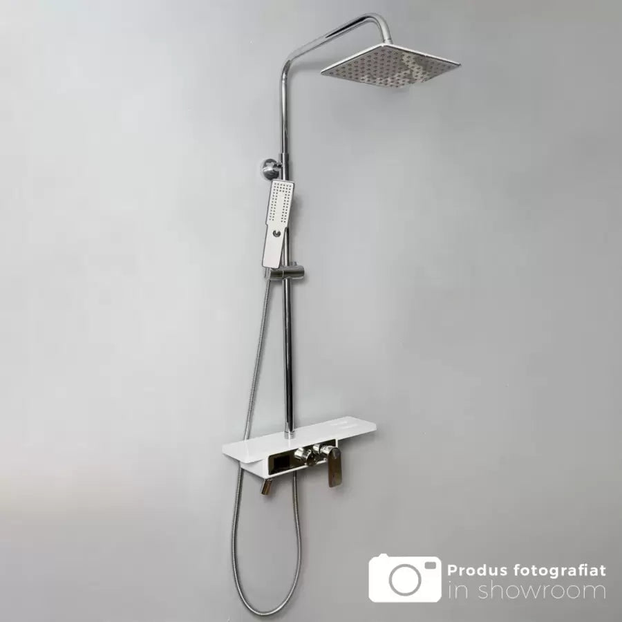 Sprchový sloup, LCD displej, nerezová ocel, bílá/stříbrná, SJG/009 Baterie a sprchové sloupy Výchozí název Alessandro Design