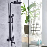 SET sprchových sloupů, nerezová ocel, čtvercový para, dešťový efekt, 3 funkce, nástěnný, saténová černá, příslušenství v ceně, HS007 baterie a sprchové sloupy Výchozí název Alessandro Design