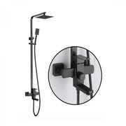 SET sprchových sloupů, nerezová ocel, čtvercový para, dešťový efekt, 3 funkce, nástěnný, saténová černá, příslušenství v ceně, HS007 baterie a sprchové sloupy Výchozí název Alessandro Design
