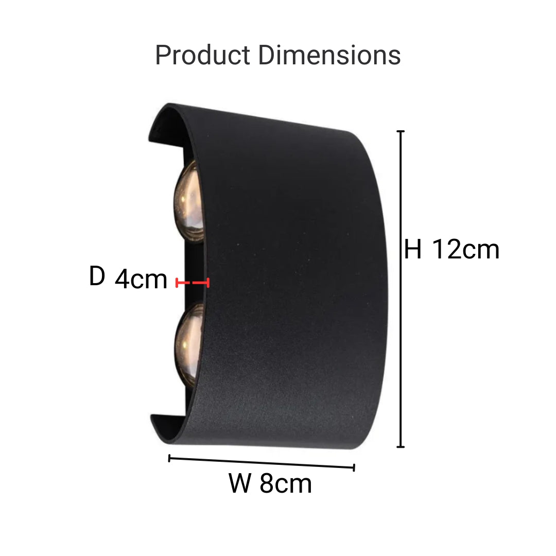 Venkovní a vnitřní nástěnná LED lampa Fantas, 4 zdroje x 1W, IP65, kovová, černá, 3000K Venkovní nástěnná svítidla Výchozí název Alessandro Design