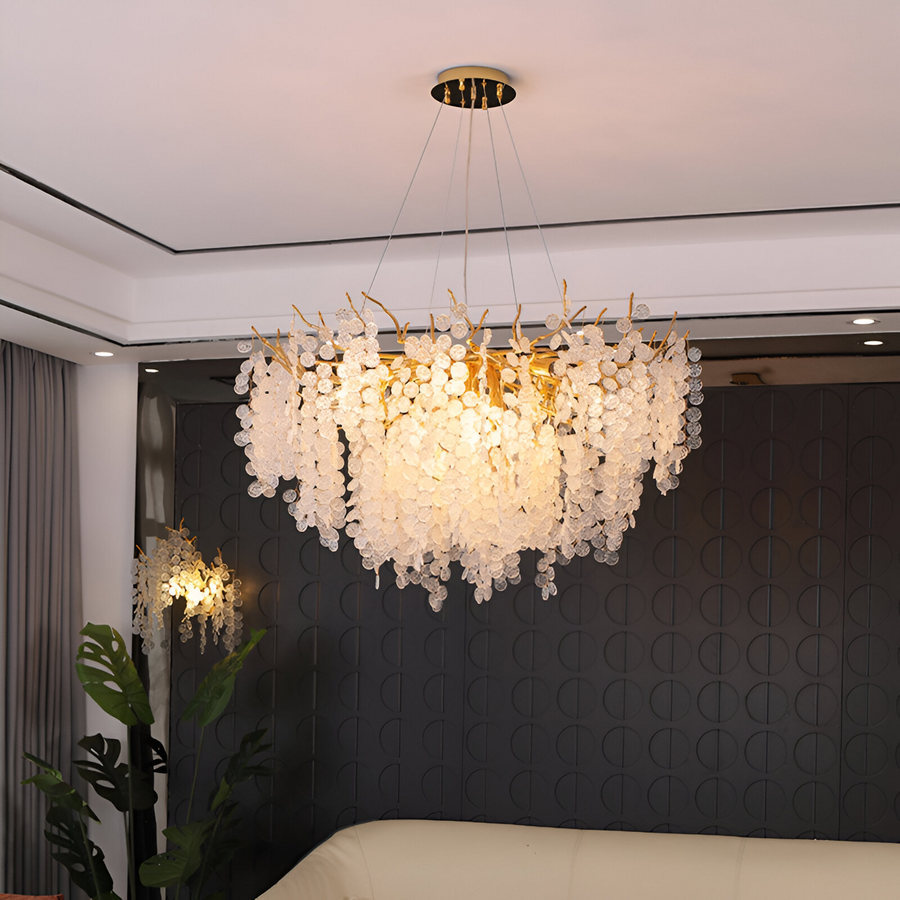 Křišťálový lustr WALTZ Serenáda, 6xG9, zlatý, 60 cm, Nastavitelná výška Křišťálové lustry Výchozí název Alessandro Design