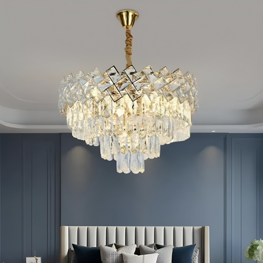 Křišťálový lustr WINDSOR Nobile 5xE14, průměr 39 cm, lesklé zlato, nastavitelná výška Křišťálové lustry Výchozí název Alessandro Design