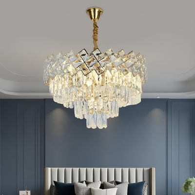 Křišťálový lustr WINDSOR Nobile 5xE14, Průměr 39cm, Lesklý zlatý, Nastavitelná výška