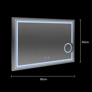 Obdélníkové LED zrcadlo, 80x60cm, CANTO Touch, Demister System, Stmívatelné