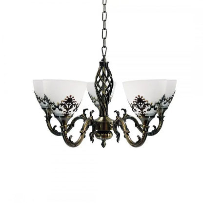 Rustikální lustr COTTAGE, 5XE27, starožitný bronz, kov a sklo Classic Candelabra Výchozí název Alessandro Design