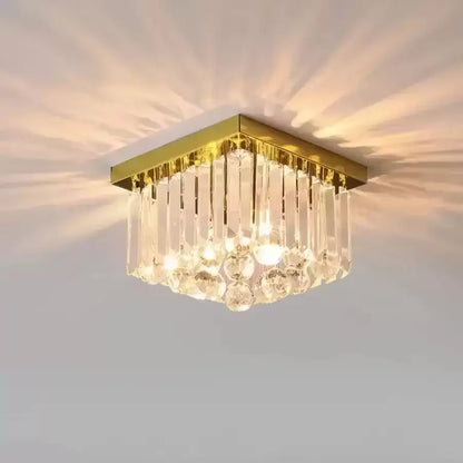 Křišťálový lustr MARTINEZ Linear Luxe, Průměr 35cm, 4x E14, Lesklý zlatý Moderní svícen Výchozí název Alessandro Design
