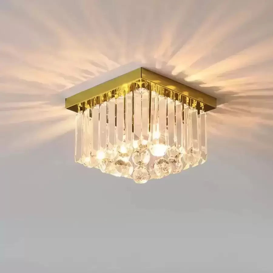 Křišťálový lustr MARTINEZ Linear Luxe, Průměr 35cm, 4x E14, Lesklý zlatý Moderní svícen Výchozí název Alessandro Design