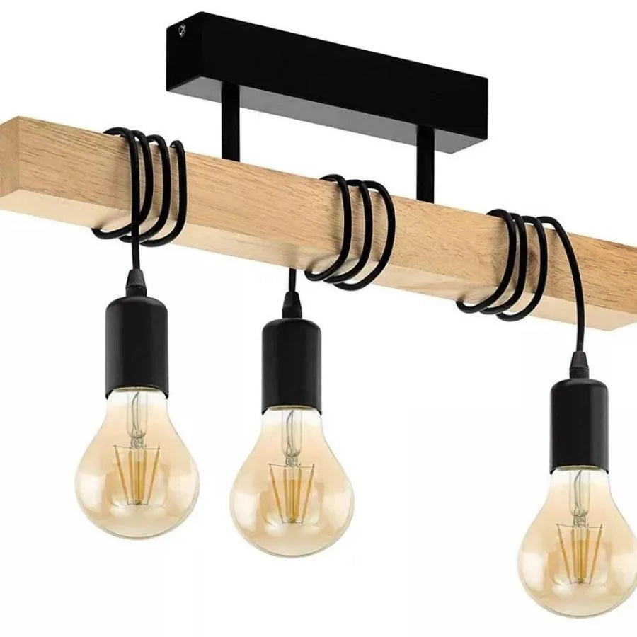Ema Lustr, 3xE27, Hnědé, kovové a dřevěné průmyslové lustry Výchozí název Alessandro Design