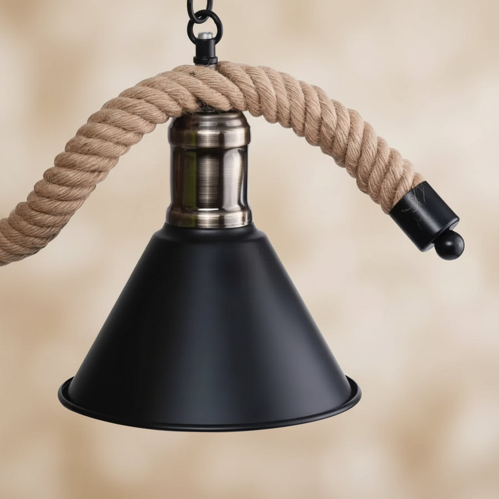 Lanový lustr, 2xE27, hnědý, kov a provázek LV570/2BK Vintage lustry Výchozí název Alessandro Design