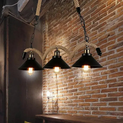 Lanový lustr 3xE27, hnědý, kovový a provázkové Vintage lustry Výchozí název Alessandro Design