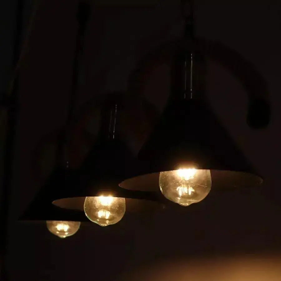 Lanový lustr 3xE27, hnědý, kovový a provázkové Vintage lustry Výchozí název Alessandro Design