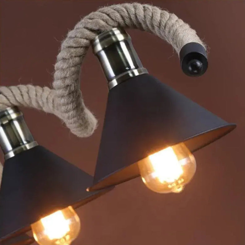 Lanový lustr, 5xE27, hnědý, kov a provázek LV570/5BK Vintage Lustry Výchozí název Alessandro Design
