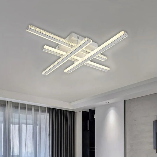 LED lustr s dálkovým ovládáním ABIGAIA 136W, 4 prvky, lineární, studené/teplé/neutrální světlo, stmívatelné, bílé Cristal LED lustry Výchozí název Alessandro Design