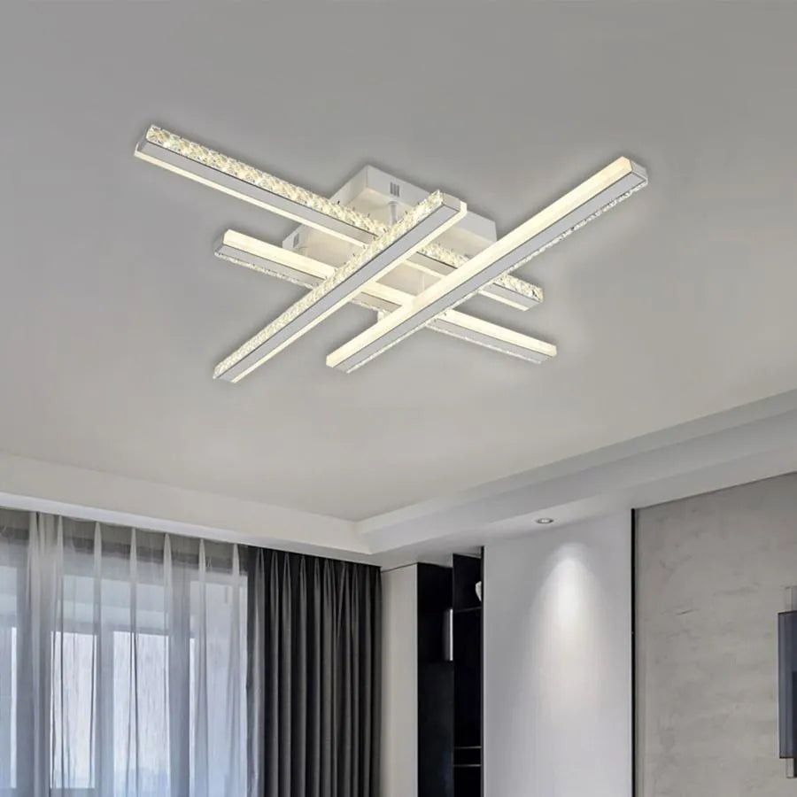 LED lustr s dálkovým ovládáním ABIGAIA 136W, 4 prvky, lineární, studené/teplé/neutrální světlo, stmívatelné, bílé Cristal LED lustry Výchozí název Alessandro Design