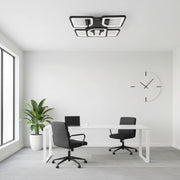 LED lustr s dálkovým ovládáním ZOE 65W, 5 čtverců, studené/teplé/neutrální světlo, stmívatelné, černé LED lustry s dálkovým ovládáním Výchozí název Alessandro Design