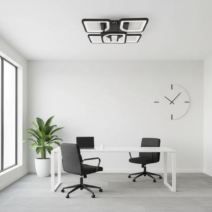LED lustr s dálkovým ovládáním ZOE 65W, 5 čtverců, studené/teplé/neutrální světlo, stmívatelné, černé LED lustry s dálkovým ovládáním Výchozí název Alessandro Design