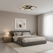 LED lustr s dálkovým ovládáním ZOE 65W, 5 čtverců, studené/teplé/neutrální světlo, stmívatelné, černé LED lustry s dálkovým ovládáním Výchozí název Alessandro Design