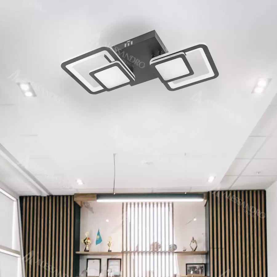 LED lustr s dálkovým ovládáním BALANS 44W, 2 čtverce, studené/teplé/neutrální světlo, stmívatelné, černé LED lustry s dálkovým ovládáním Výchozí název Alessandro Design