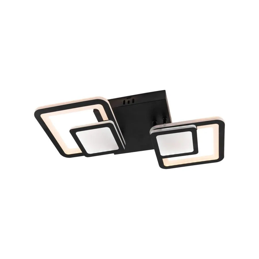 LED lustr s dálkovým ovládáním BALANS 44W, 2 čtverce, studené/teplé/neutrální světlo, stmívatelné, černé LED lustry s dálkovým ovládáním Výchozí název Alessandro Design