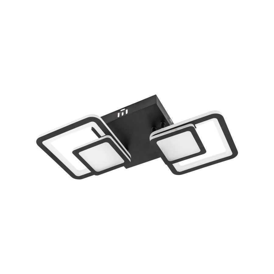 LED lustr s dálkovým ovládáním BALANS 44W, 2 čtverce, studené/teplé/neutrální světlo, stmívatelné, černé LED lustry s dálkovým ovládáním Výchozí název Alessandro Design