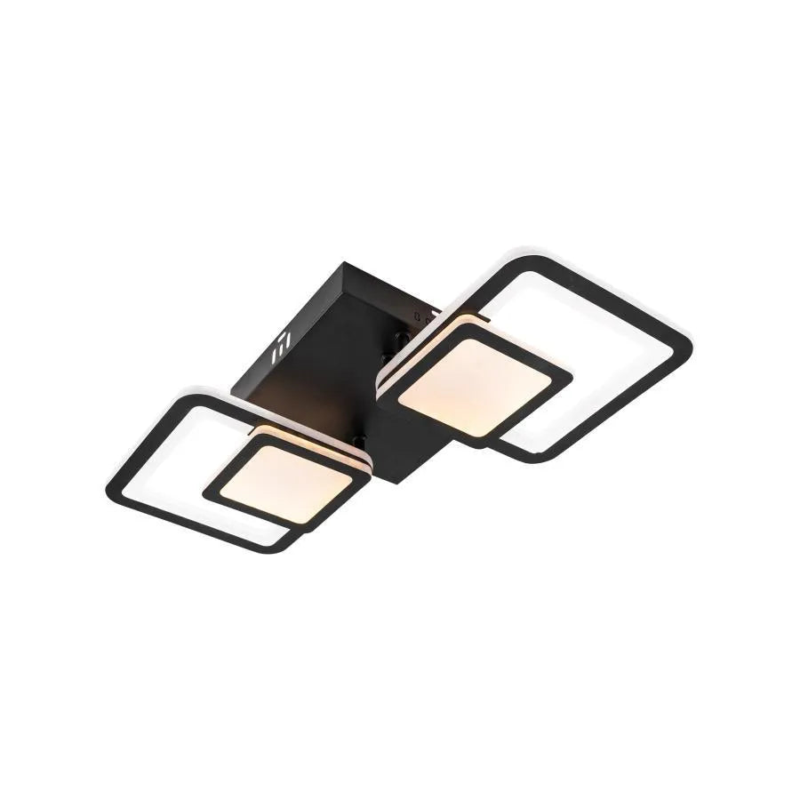 LED lustr s dálkovým ovládáním BALANS 44W, 2 čtverce, studené/teplé/neutrální světlo, stmívatelné, černé LED lustry s dálkovým ovládáním Výchozí název Alessandro Design