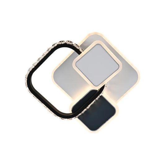 Křišťálový LED lustr GELLA 48W, čtvercový, studené/teplé/neutrální světlo, černá bílá LED lustr Výchozí název Alessandro Design