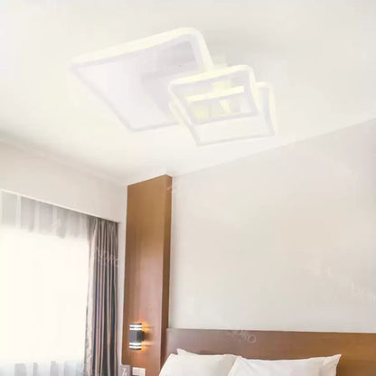 LED lustr s dálkovým ovládáním FARYDA 120W, 3 čtverce, studené/teplé/neutrální světlo, stmívatelné, bílá