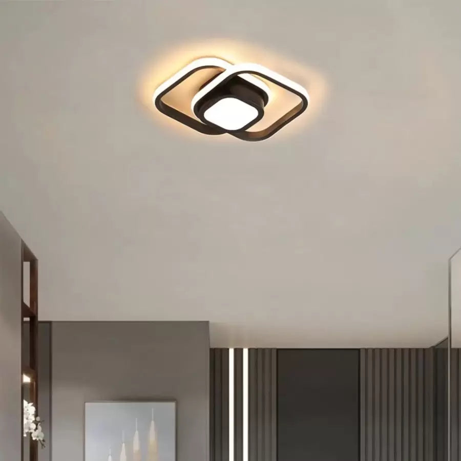 DUOFORM LED lustr, 21W, 3 čtverce, studené/teplé/neutrální světlo, černé LED lustry Výchozí název Alessandro Design