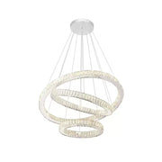 Závěsný LED lustr s dálkovým ovládáním a krystalem CAYDEN 200W, 3 kruhy, studené/teplé/neutrální světlo, stmívatelný, lesklý chrom, nastavitelná výška LED lustr Výchozí název Alessandro Design