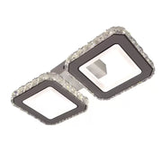 LED lustr s dálkovým ovládáním a krystalem QUADRIS 41W, 2 čtverce, studené/teplé/neutrální světlo, stmívatelné, bílý křišťálový LED lustr Výchozí název Alessandro Design