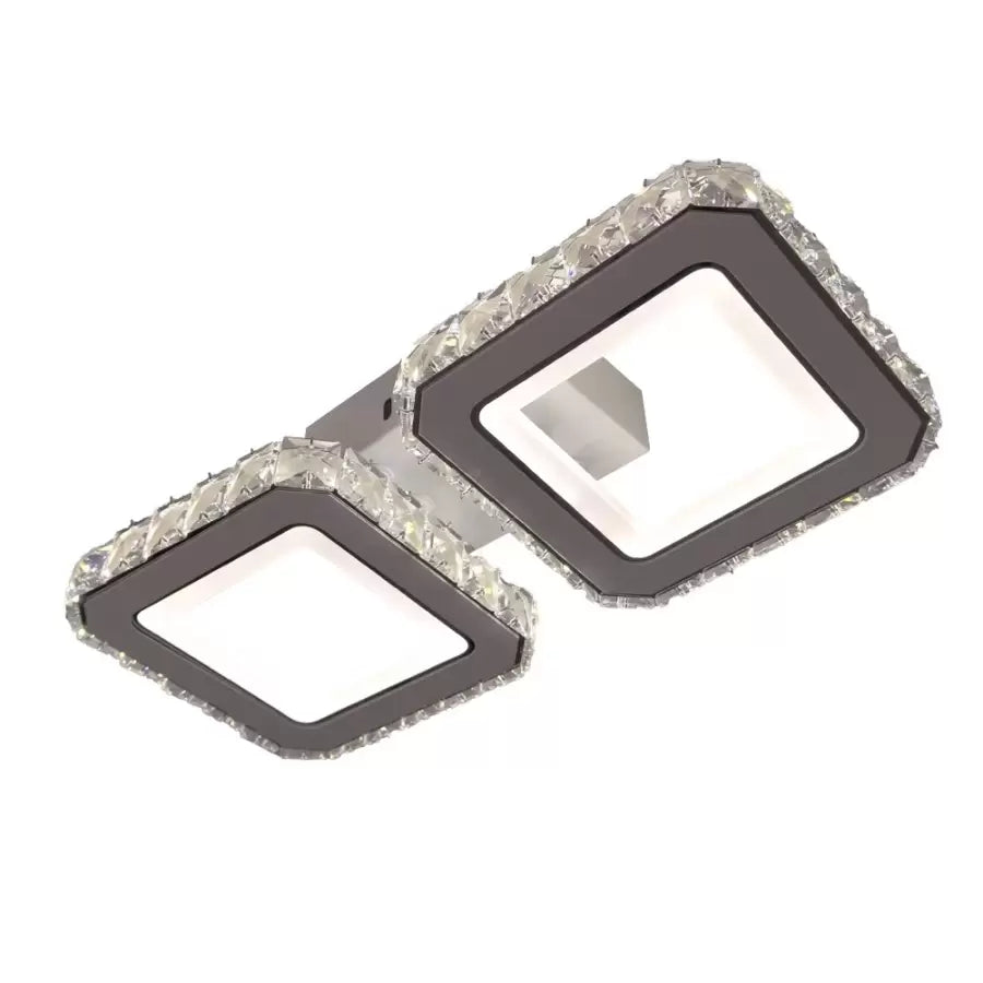 LED lustr s dálkovým ovládáním a krystalem QUADRIS 41W, 2 čtverce, studené/teplé/neutrální světlo, stmívatelné, bílý křišťálový LED lustr Výchozí název Alessandro Design