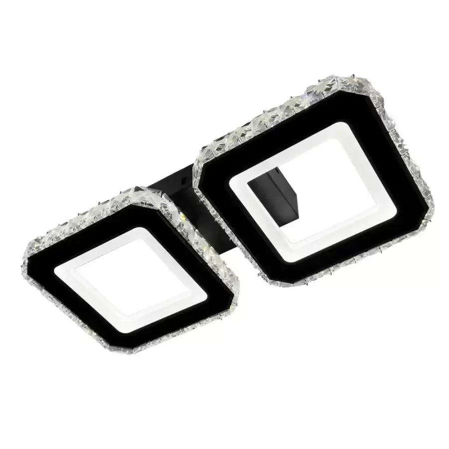 Křišťálový LED lustr QUADRIS 41W, 2 čtverce, studené/teplé/neutrální světlo, černé křišťálové LED lustry Výchozí název Alessandro Design