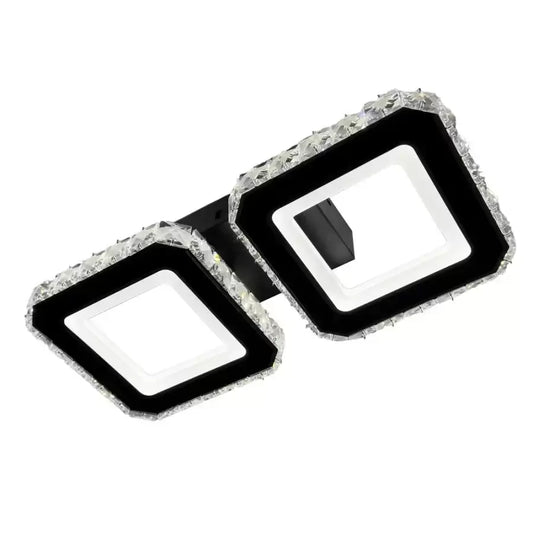 Křišťálový LED lustr QUADRIS 41W, 2 čtverce, studené/teplé/neutrální světlo, černé křišťálové LED lustry Výchozí název Alessandro Design