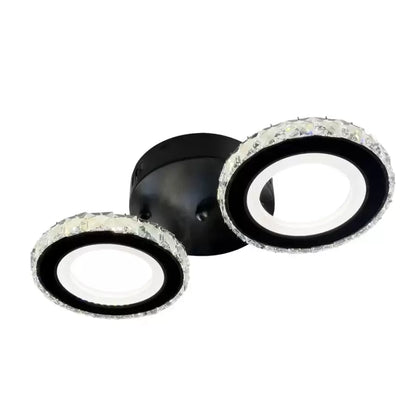 LED lustr s dálkovým ovládáním a krystalem NOVA ROTONDA 32W, 2 kruhy, studené/teplé/neutrální světlo, stmívatelné, černé křišťálové LED lustry Výchozí název Alessandro Design