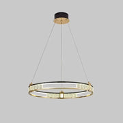 Závěsný LED lustr s dálkovým ovládáním a křišťálovým ROGER 80W, 1 kruh, studené/teplé/neutrální světlo, stmívatelné, lesklé zlaté, výškově nastavitelné křišťálové LED lustry Výchozí název Alessandro Design