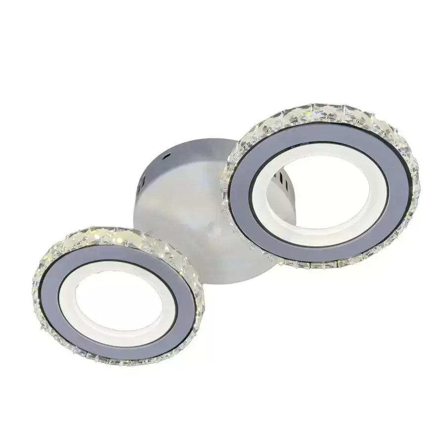LED lustr s dálkovým ovládáním a krystalem NOVA ROTONDA 34W, 2 kruhy, studené/teplé/neutrální světlo, bílé křišťálové LED lustry Výchozí název Alessandro Design