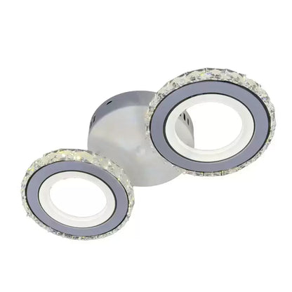 LED lustr s dálkovým ovládáním a krystalem NOVA ROTONDA 34W, 2 kruhy, studené/teplé/neutrální světlo, bílé křišťálové LED lustry Výchozí název Alessandro Design