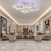 LED lustr s dálkovým ovládáním a krystalem NOVA RHOMBA RGB 95W, 4 čtverce, studené/teplé/neutrální světlo, stmívatelné, lesklý chrom LED lustry a krystaly Výchozí název Alessandro Design