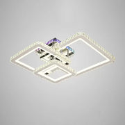 LED lustr s dálkovým ovládáním a krystalem JUSTIN RGB 106W, 3 čtverce, studené/teplé/neutrální světlo, stmívatelné, lesklý chrom Crystal LED lustry Výchozí název Alessandro Design