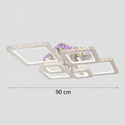 LED lustr s dálkovým ovládáním a krystalem NOVA RHOMBA RGB 168W, 6 čtverců, studené/teplé/neutrální světlo, stmívatelné, lesklý chrom LED lustry a krystaly Výchozí název Alessandro Design
